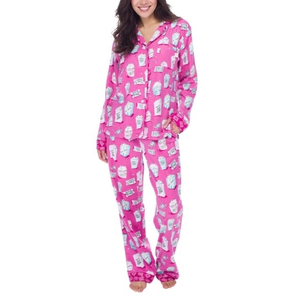 munki munki Other - munki munki Women Pajama Set Classic Flannel Pink